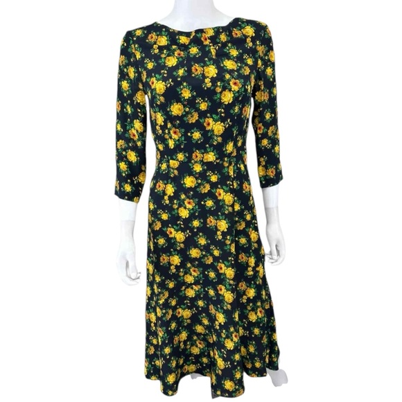 claudie pierlot Dresses & Skirts - CLAUDIE PIERLOT Black Floral Silk Print RISMAH Dress Size S C0135